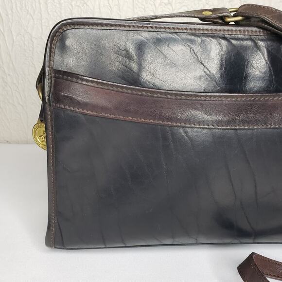 Brahmin Vintage Crossbody Bag Black Brown Leather Purse Bag Soft Textured Y2K - Picture 2 of 16